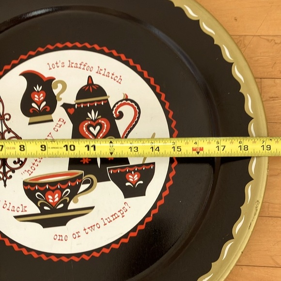 Vintage Mid Century Modern Large Round 19” Across Metal Tray - Picture 6 of 9